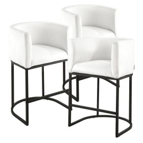 VEVOR Bar Stool Set of 3, 25 inch Counter Height Stools, Counter Barstool with Backrest, Arm, Metal Frame, and Footrest, Accent Fabric Bar Chair